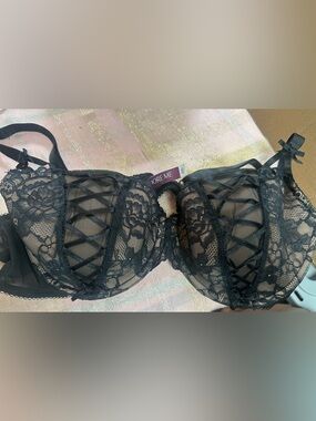 Barely There Lace Balconette Bra - Black - Adore Me Emmy Countour Push Up 44D